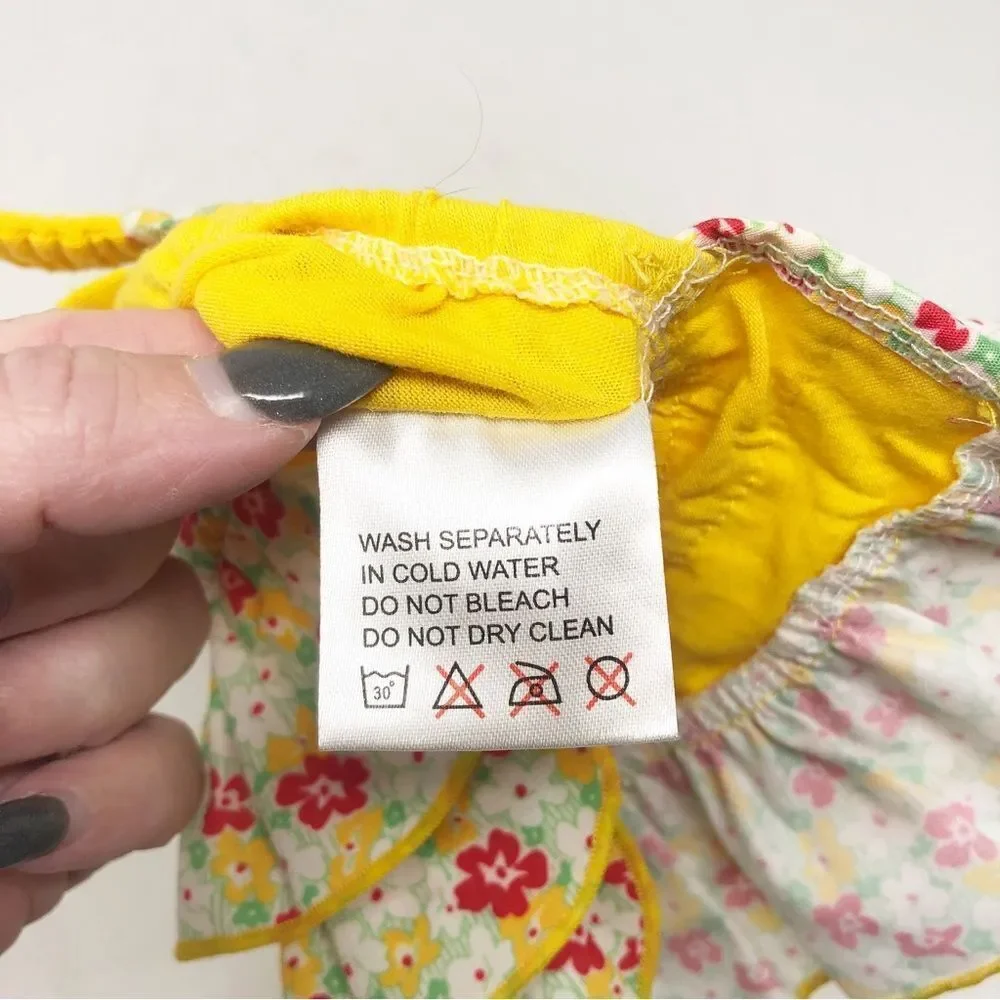 DOGGO | Floral Spring Dog Dress Yellow Accents and Bow Size X-Small NWOT